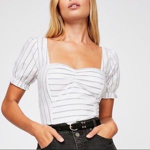 Free People Rose Garden Top Puff Sleeve in White Size XS
